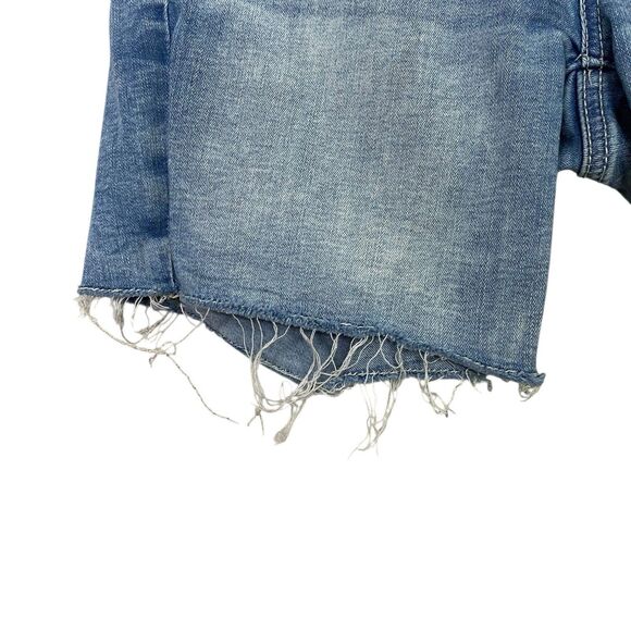 American Eagle Shorts Womens 4 (28" Waist) Blue Denim Midi Frayed Hem Cut Off - Picture 6 of 8